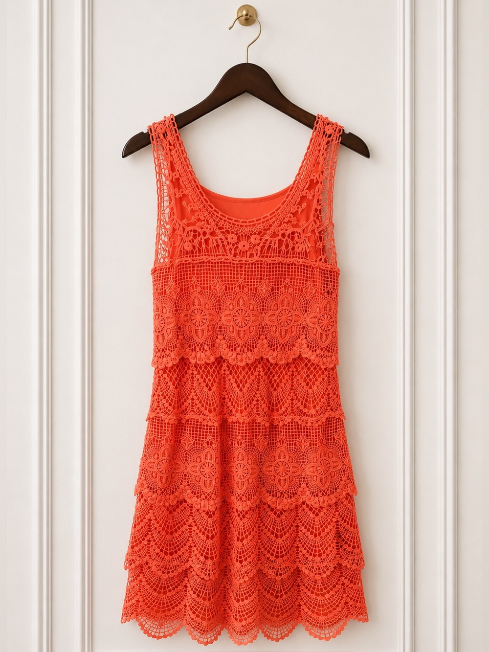 American Rag Coral Crochet Lace Sleeveless Dress Boho Festival Resort Size Small